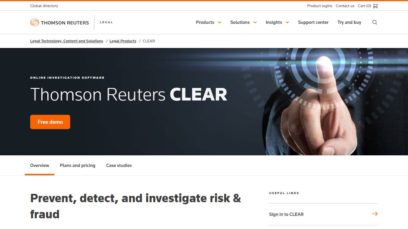 CLEAR investigation software | Thomson Reuters